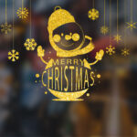 Raamsticker Gouden Sneeuwpop