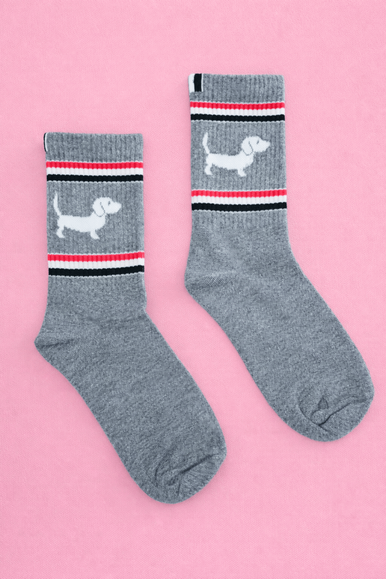 Sokken Teckel Streep Grijs