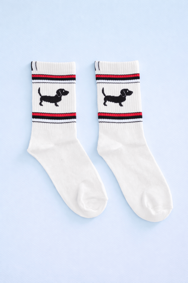 Sokken Teckel Streep Wit
