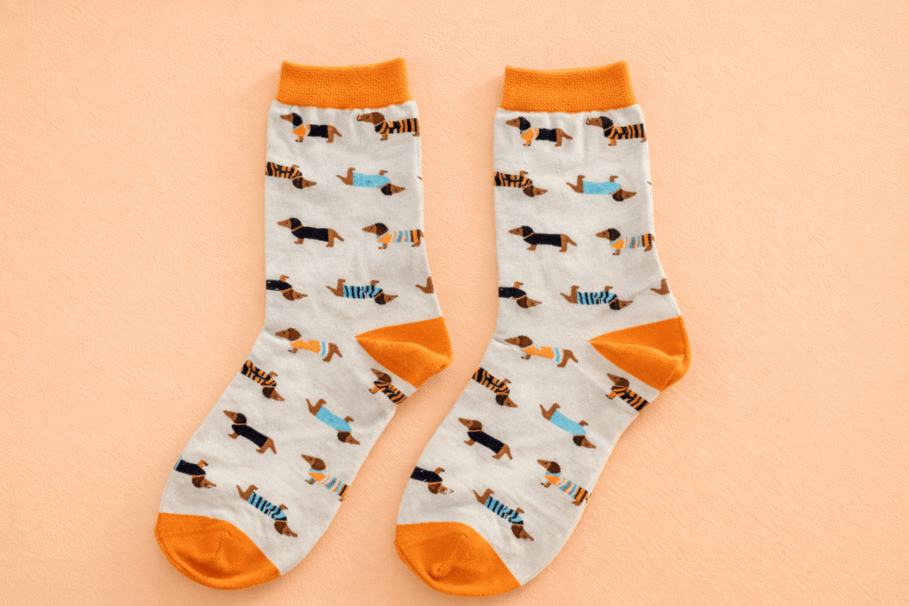 Sokken Teckel Wit Oranje