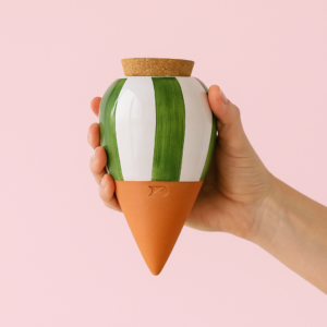 Bewaterings Olla – Groen met Wit Gestreept 🌿