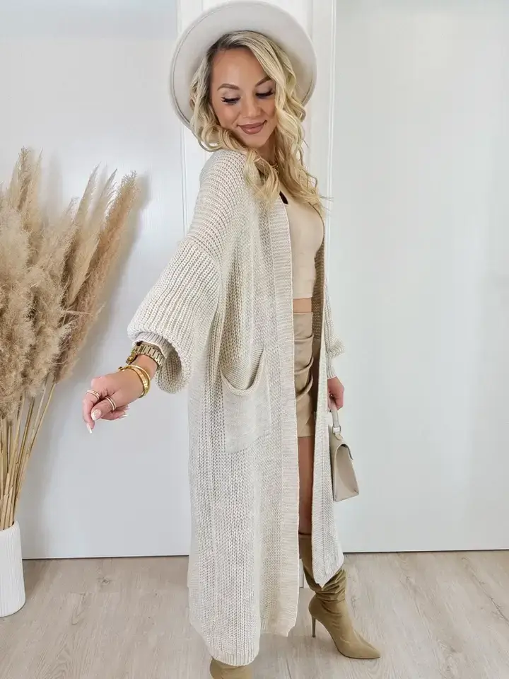 Gebreid, Lang Vest Beige