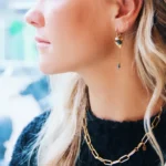 Oorbellen met Hart, Edelsteencluster & Ketting – Zwart