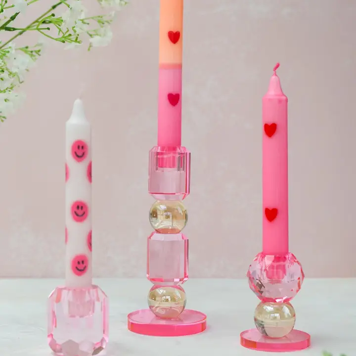 Dinerkaars Smiley Pink, Kandelaar Crystal Pink