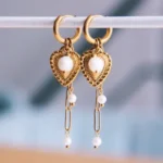 Oorbellen met hart en parel