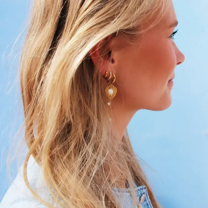 Oorbellen met hart en parel