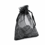 Organza zakje met 4x amberblokje roos ´Black Musk´