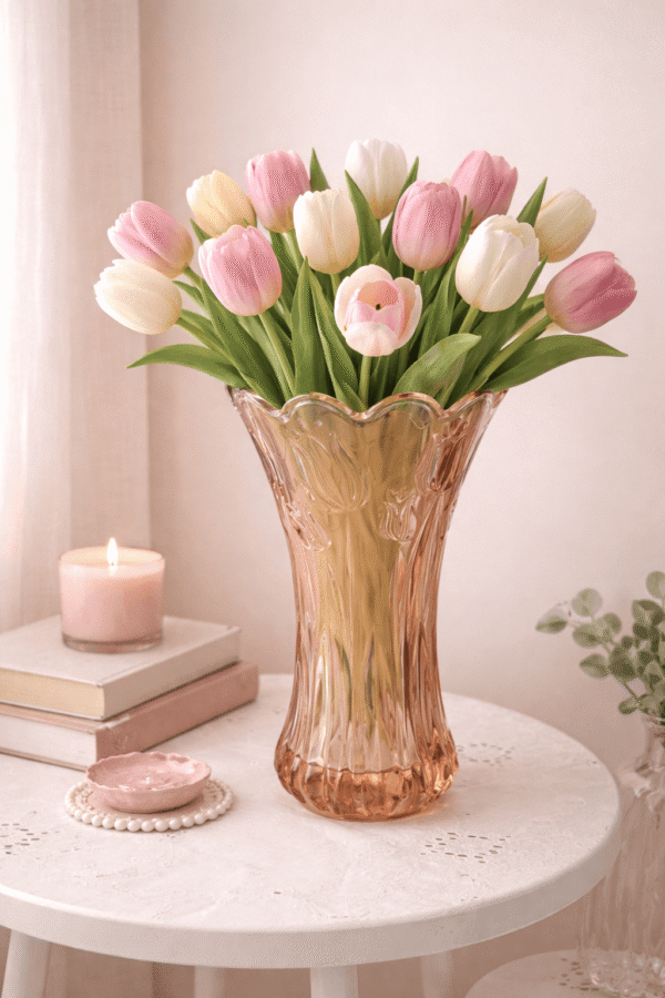 Glazen Vaas met Tulpen Patroon