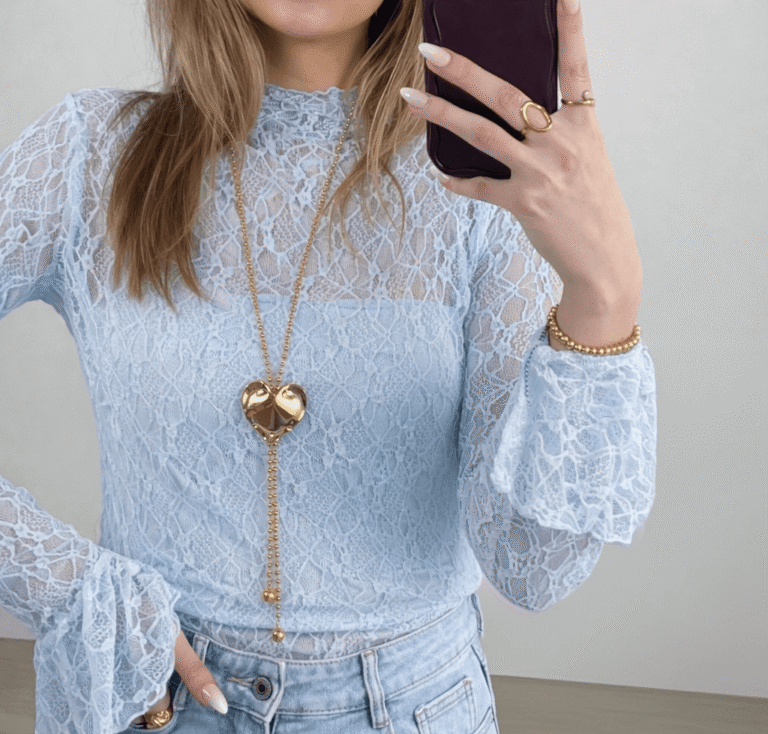 Lace Top – Licht Blauw