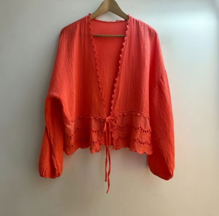 Strikjes Blouse Mousseline - Oranje