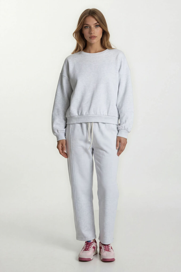 Sweater Love Peace Repeat – Grijs/Koraal