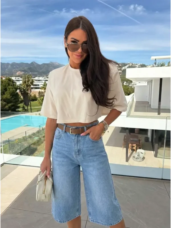 Denim Bermuda – High Waist