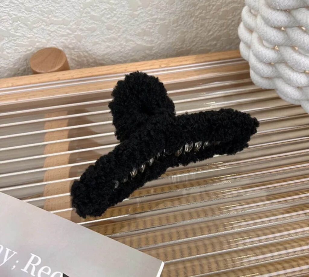 Haarclip Teddy – Fluffy – Zwart