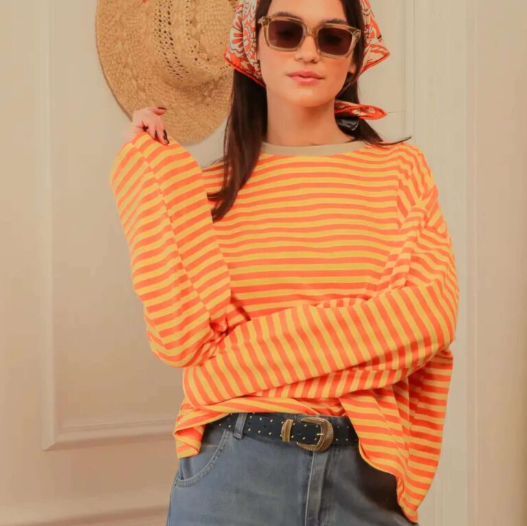 Top oversized gestreept