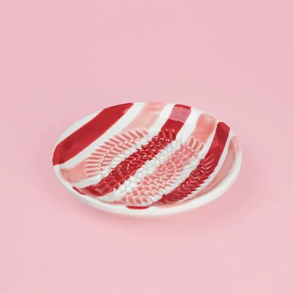 Rasp Schaaltje Keramisch Rood Roze Streep