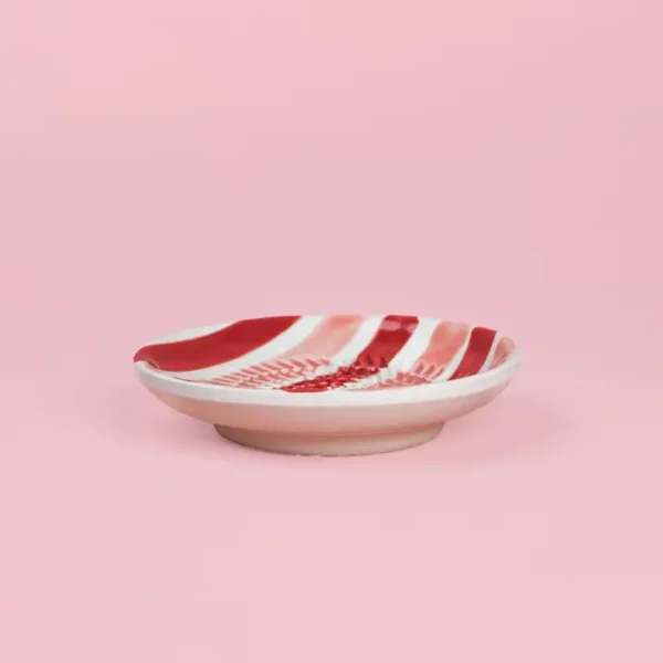 Rasp Schaaltje Keramisch Rood Roze Streep