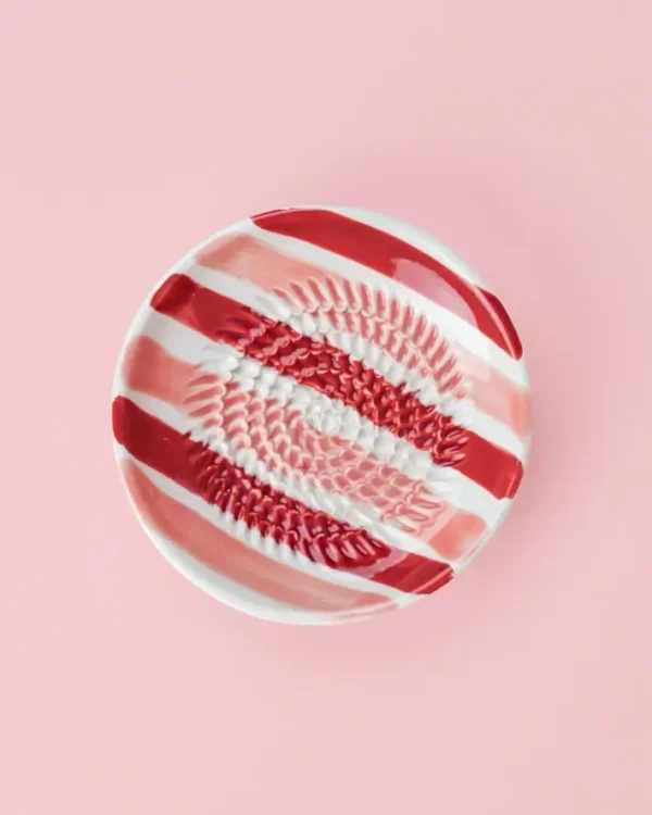 Rasp Schaaltje Keramisch Rood Roze Streep