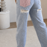 Sparkle wijde jeans – roze strass