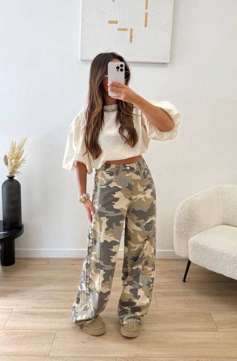 Camo Wide Leg Jeans