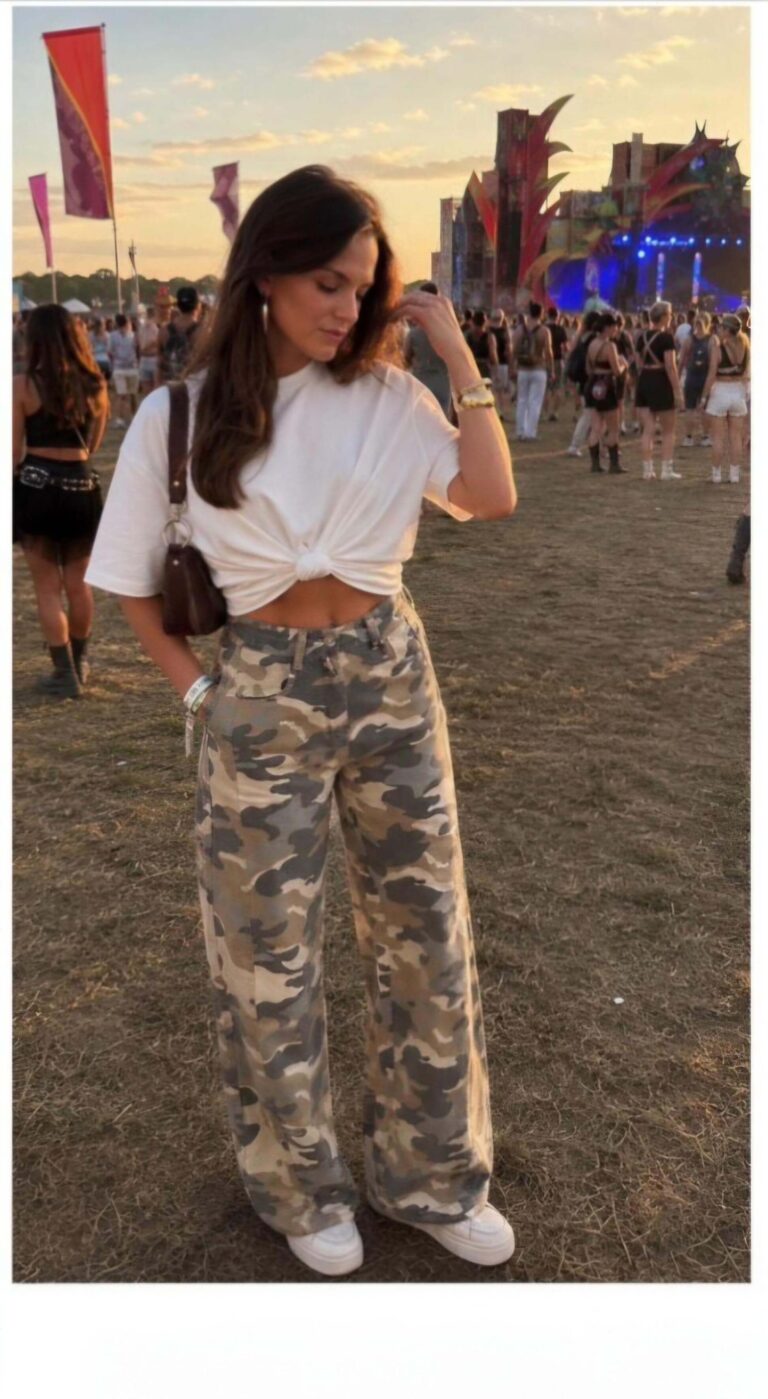 Camo Wide Leg Jeans
