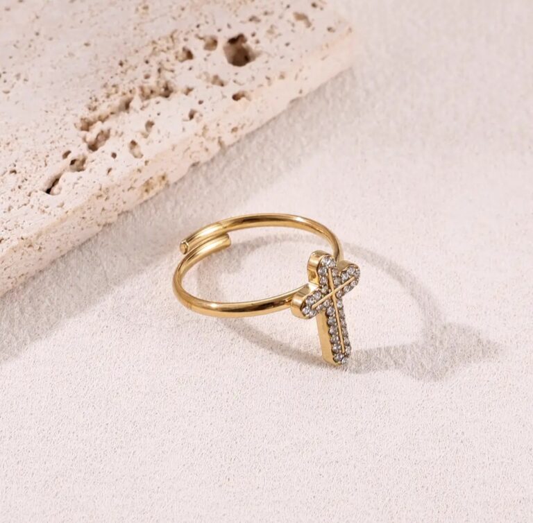 Cross Ring Goud