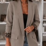 Blazer Taupe met Panterprint details