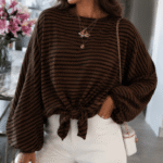 Oversized gestreepte top