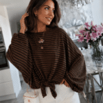 Oversized gestreepte top
