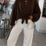 Oversized gestreepte top