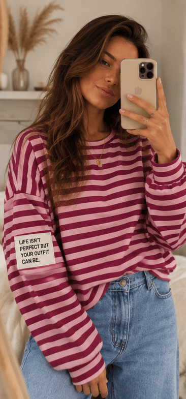 Sweater Streep Roze