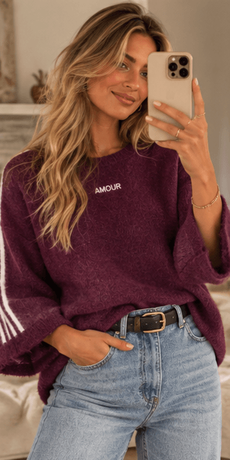 AMOUR Sweater – Burgundy