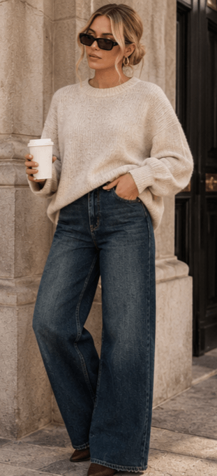 Wide Leg Jeans – Leather Pocket 🤎